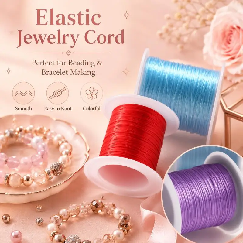 10M Nylon-Elastik-Kristallschnur 0,8MM DIY Schmuckherstellung Zubehör Draht Bunte Schnur für Halsketten, Armbänder und Anhänger – Detail 1