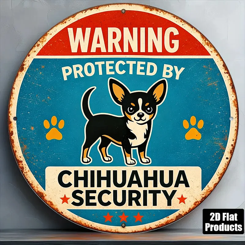 2D Flat Round Sign, Vintage Plaque with 