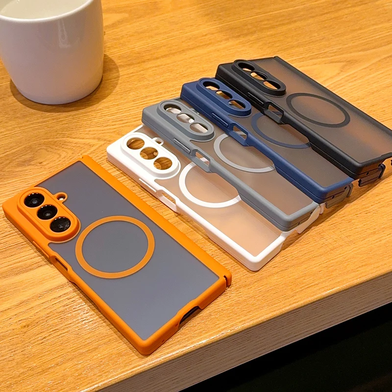 Luxuriöse matte Hülle mit magnetischem Scharnier für Magsafe, faltbar, für Samsung Galaxy Z Fold 7 8Ultra, kabelloses Laden, stoßfeste, transparente Abdeckung – Detail 5