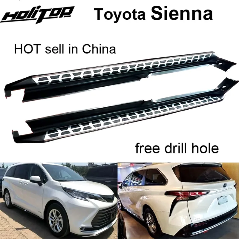 

HOT running board side step nerf bar foot Pedal for Toyota Sienna 2021 2022 2023 2024 2025,thicken aluminum,free drill hole