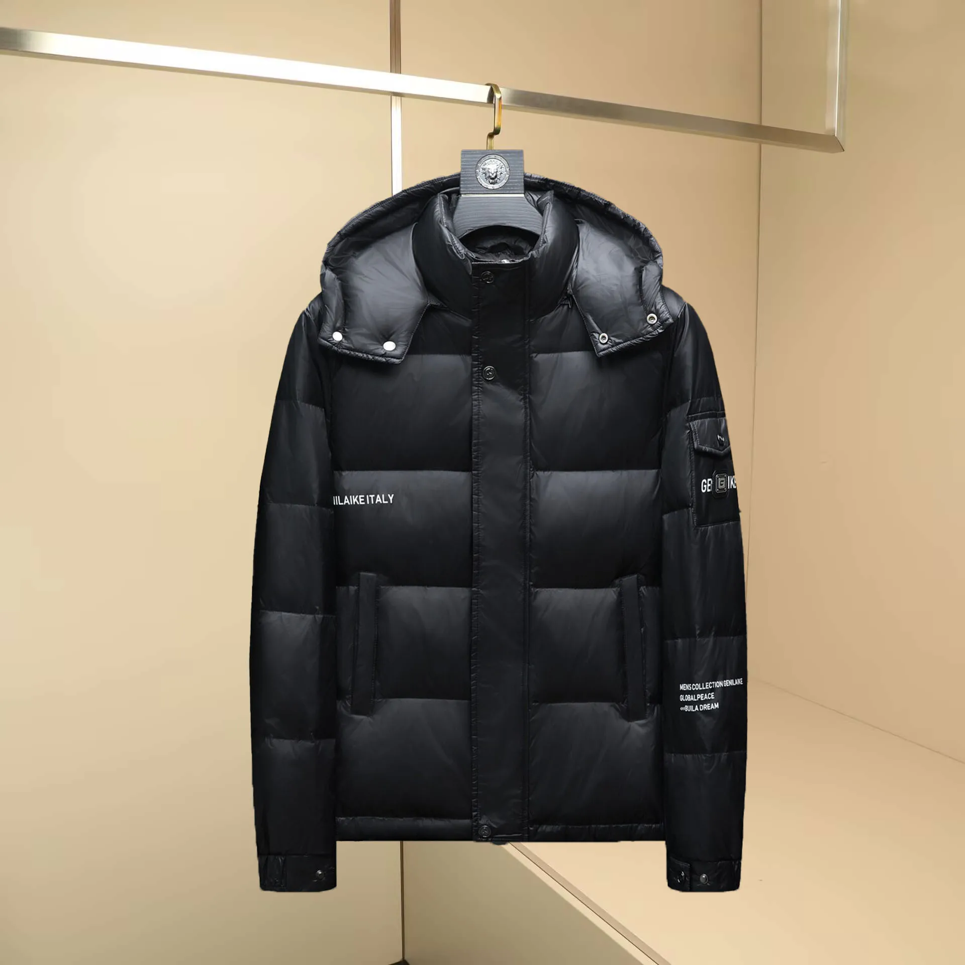 

Мужская зимняя куртка Thiened с наполнителем из 90% белого пуха, модная, ветрозащитная, теплая, классического кроя, на молнии