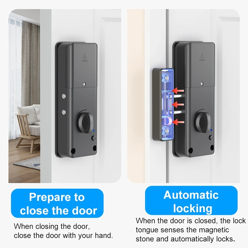 Tuya Bluetooth Smart Door Locks APP&IC card unlocking with Gateway TTLock Indoor Punch-Free Invisible smart electronic door lock