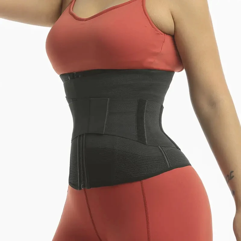 Zipper Waist Trainer Trimmer Corset Women Slimming Sheath Flat Belly Snatch Me Up Bandage Wrap Fitness Girdle Detachable Belt