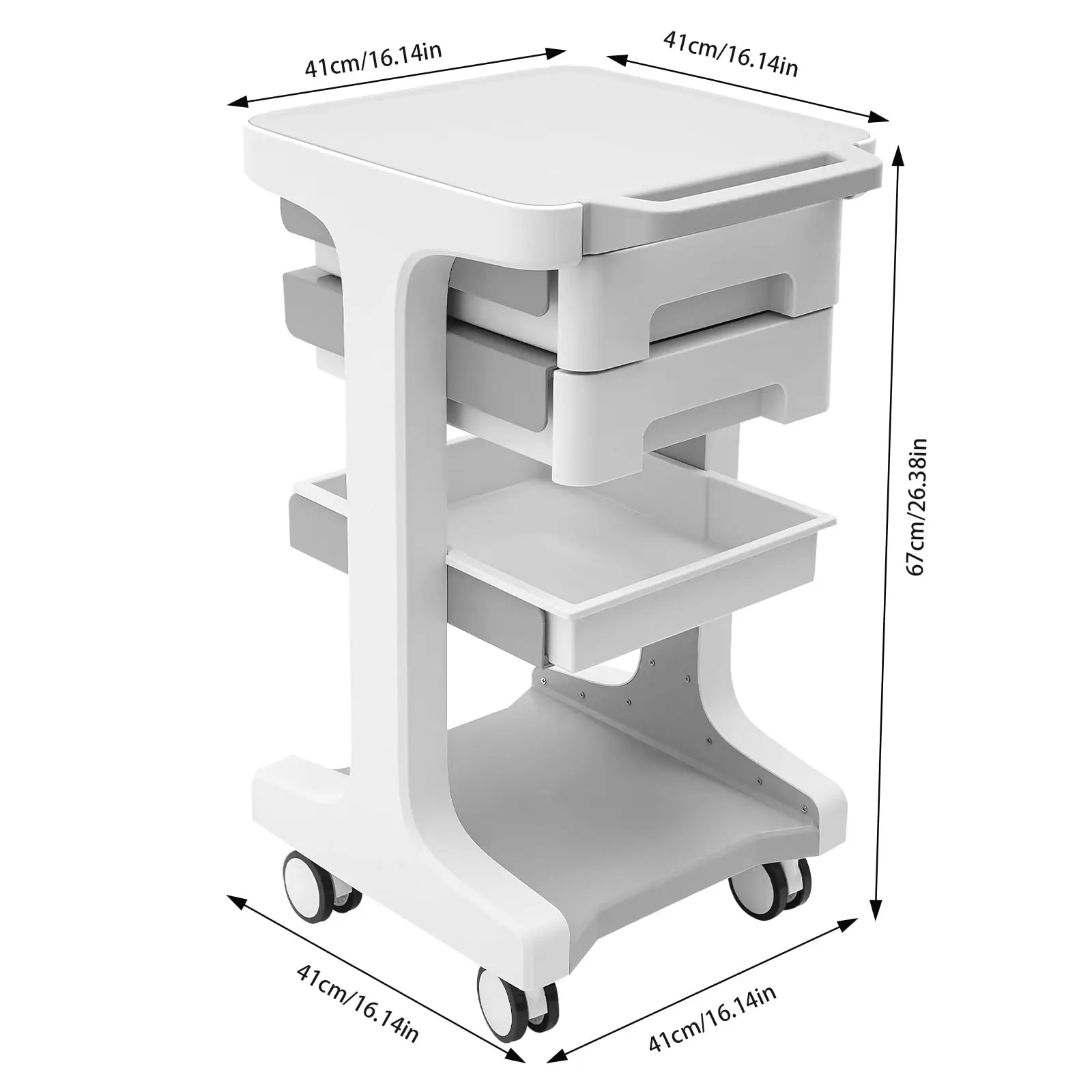 3-х уровневая медицинская тележка на колесиках с 2 ящиками, профессиональная универсальная тележка, тележка на колесиках для салона красоты с 4 колесами, ультразвуковая тележка