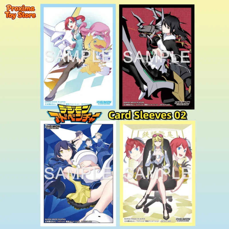 Bandai Digimon DTCG Official Card Sleeves 02 For Trading Card Game Battle Collection Cards Shiramine Nokia Mishima Erika Merch