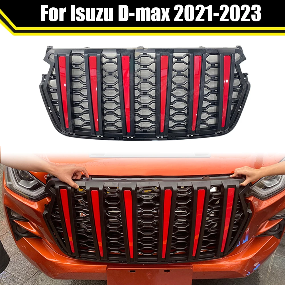 

Car Exterior Accessories Replaced ABS Auto Racing Grills Front Hood Bumper Grill Mask Cover For Isuzu Dmax D-max 2021 2022 2023
