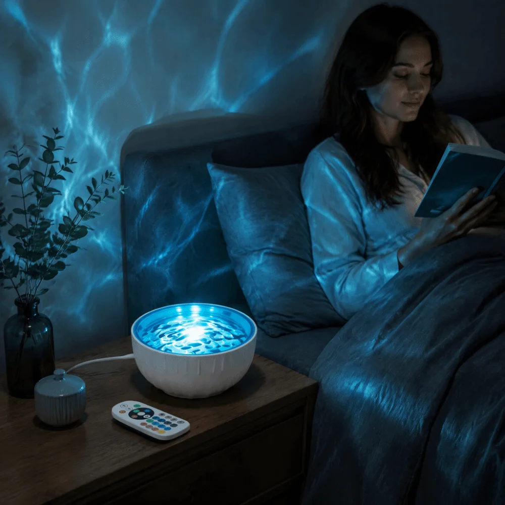 16‑Color RGB Water Wave Projector Night Light Dynamic Water Ripple USB Powered Dynamic Ambient Lamp Colorful