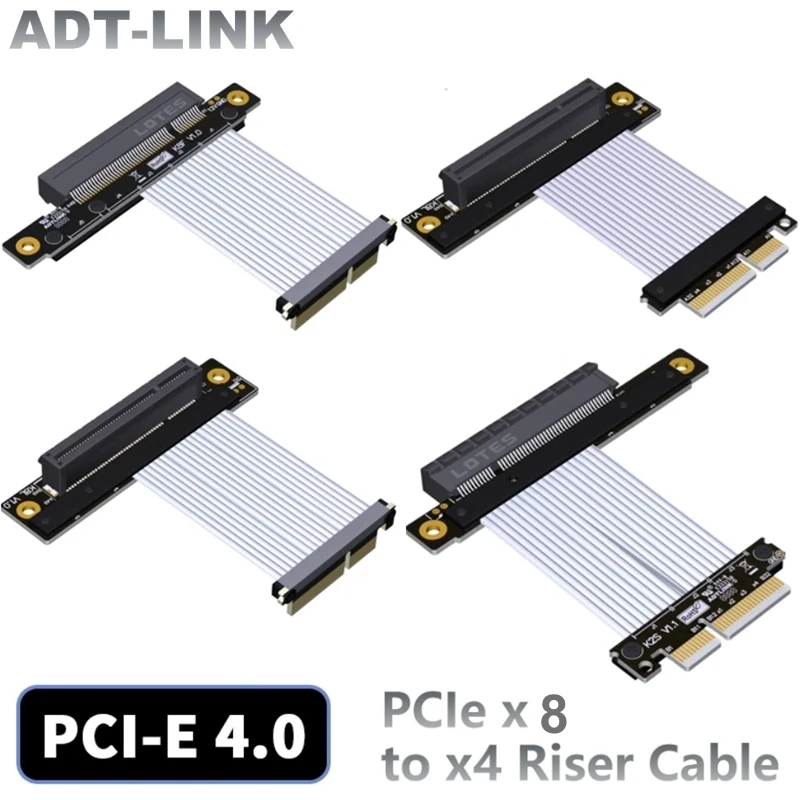 

PCI Express 4.0 x8 Card To x4 Slot Extension Cable PCI-E Riser Adapter Turn 90 Angle GPU PCIe NVMe RAID SSD 8x 4x Riser Extender