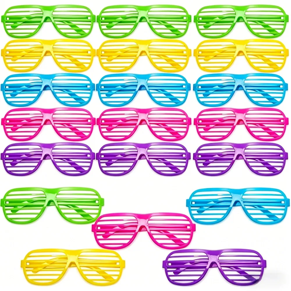 10 Paar Shutter Shades Brillen Neon-Schlitzbrillen 80er Jahre Accessoires Brillen-Requisiten Party-Dekoration