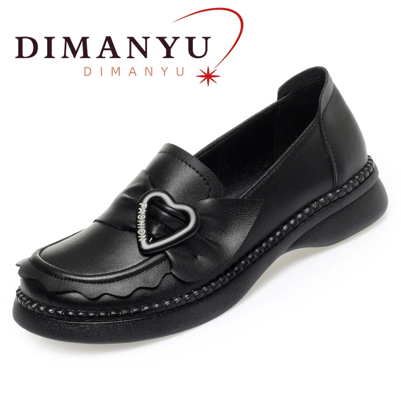 

DIMANYU Women's Loafers Non-slip 2024 Spring New Genuine Leather Women's Shoes soft sole large size women's loafers