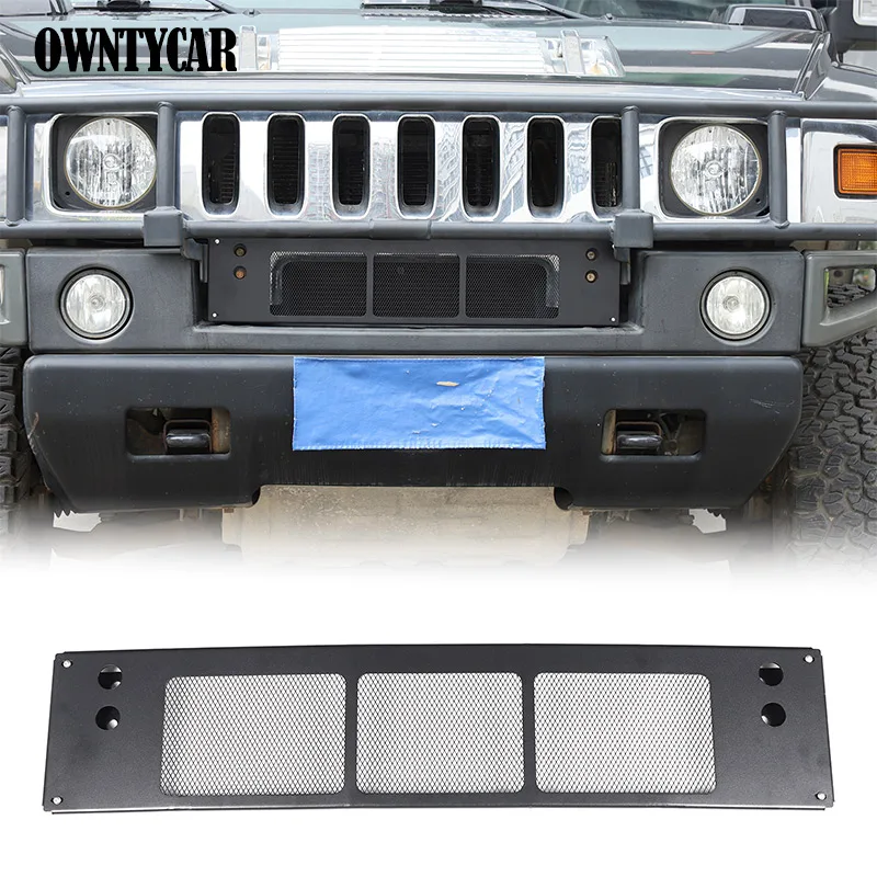 For Hummer H2 2003-2009 Carbon Steel Car Front Bumper Lower Grille Insect Proof Mesh Cover Decorative Accessories