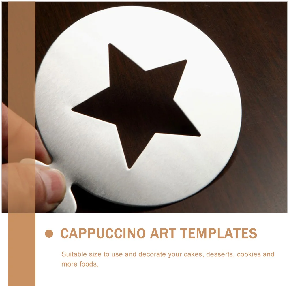 

2pcs Stainless Steel Coffee Stencils Heart Shape Cappuccino Templates For Diy Baking Decoration Milk Foam Powder Sugar Sieve