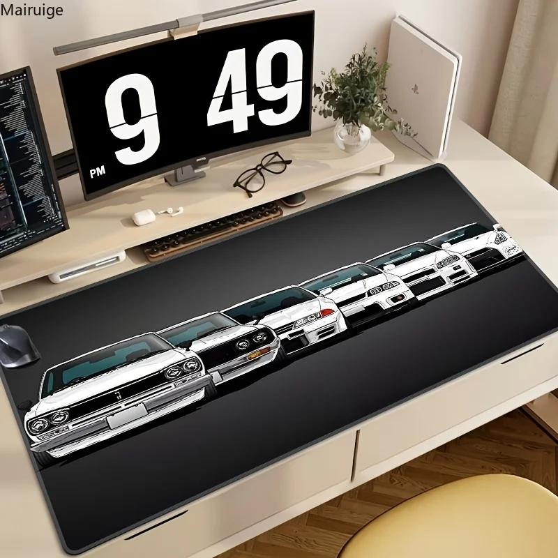 

Винтажный белый автомобильный дизайн, коврик для мыши, большой коврик для компьютерного офисного стола, резиновый противоскользящий коврик для игровой клавиатуры XXL, длинный настольный коврик