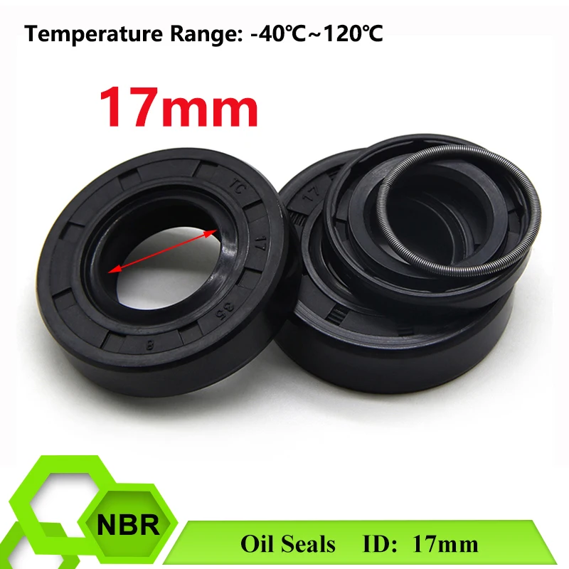 

2/5pcs Black NBR Oil Seal Gasket ID17mm TC-17*25/27/28/30/32/35/40/45/47*5/7/8/10mm Nitrile Rubber Shaft Double Lip Oil Seals