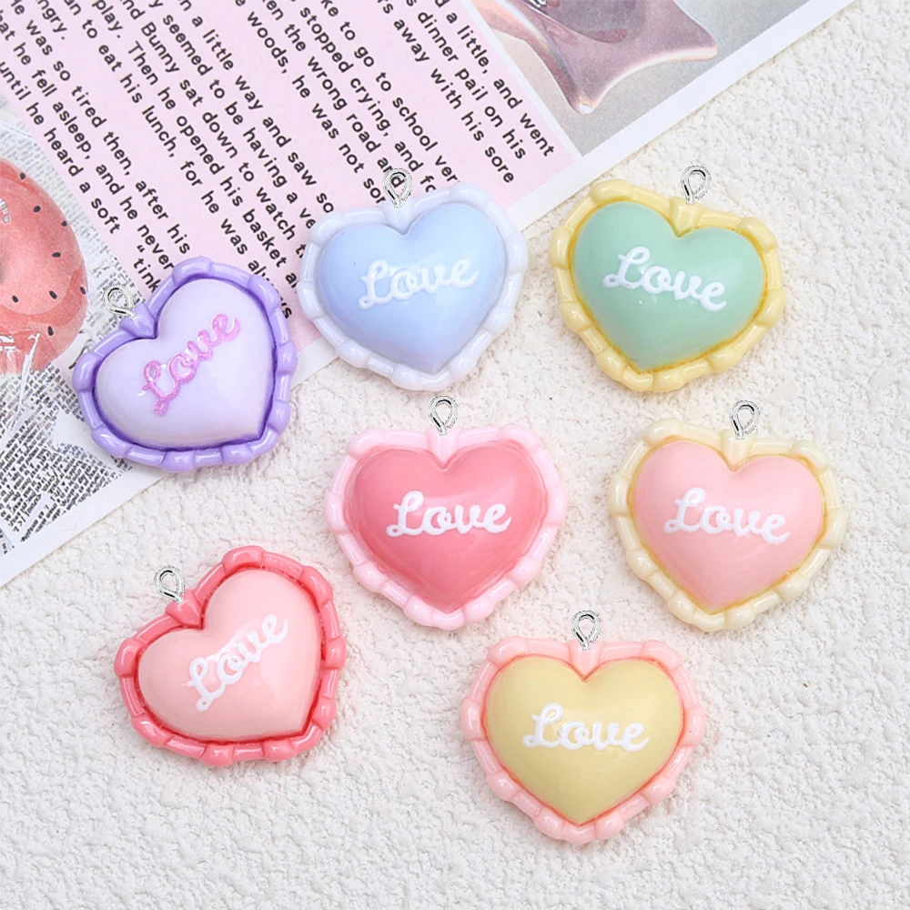 10PCS Shiny Lace Love Heart Series Flat Back Charms For Earrings Bracelet Hairpin DIY Jewelry Pendants Decoration Accessories