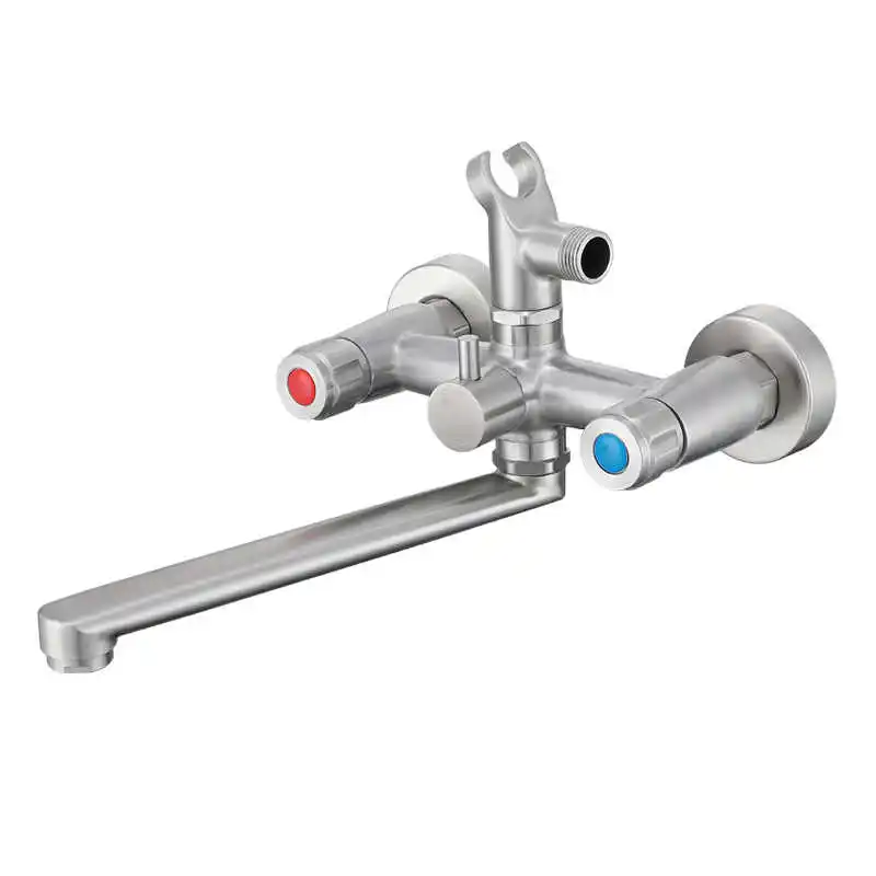 

Multifunctional Bathtub Faucet with Handheld Bidet Double Control Wall Mounted Hot Cold Water Mixer Shower Tap Swivel Long Spout