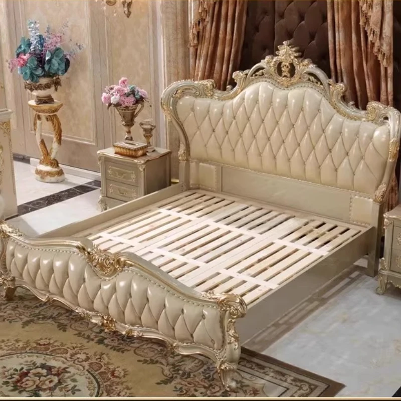 سرير مزدوج من الجلد الفاخر، تصميم مريح لغرفة النوم، سرير حديث دقيق، أثاث خشبي أنيق من Lettoomoniale