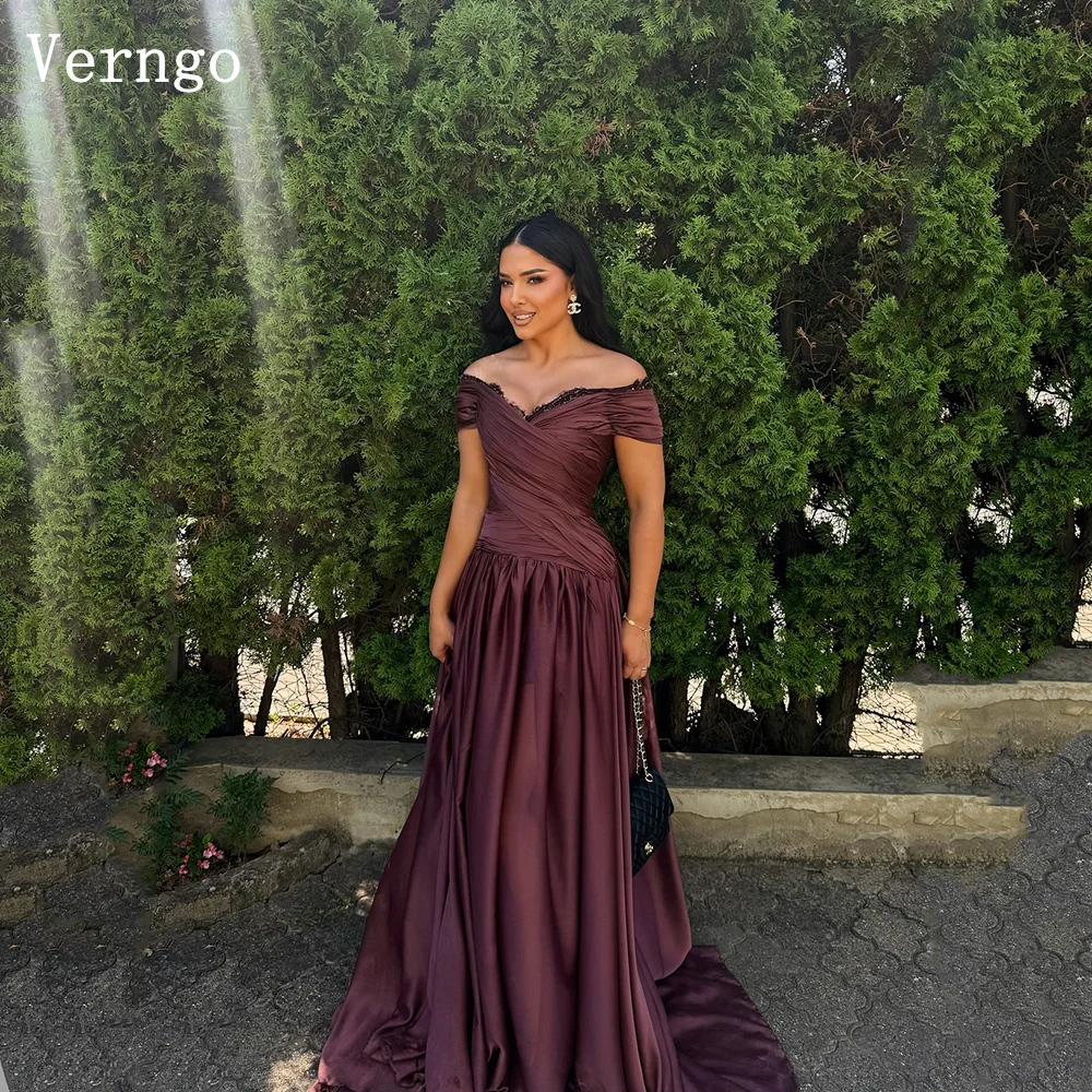 

Verngo Brown Shiny Evening Dress Off The Shoulder Mermaid Formal Occasion Dresses Women Elegant Prom Gowns Customized