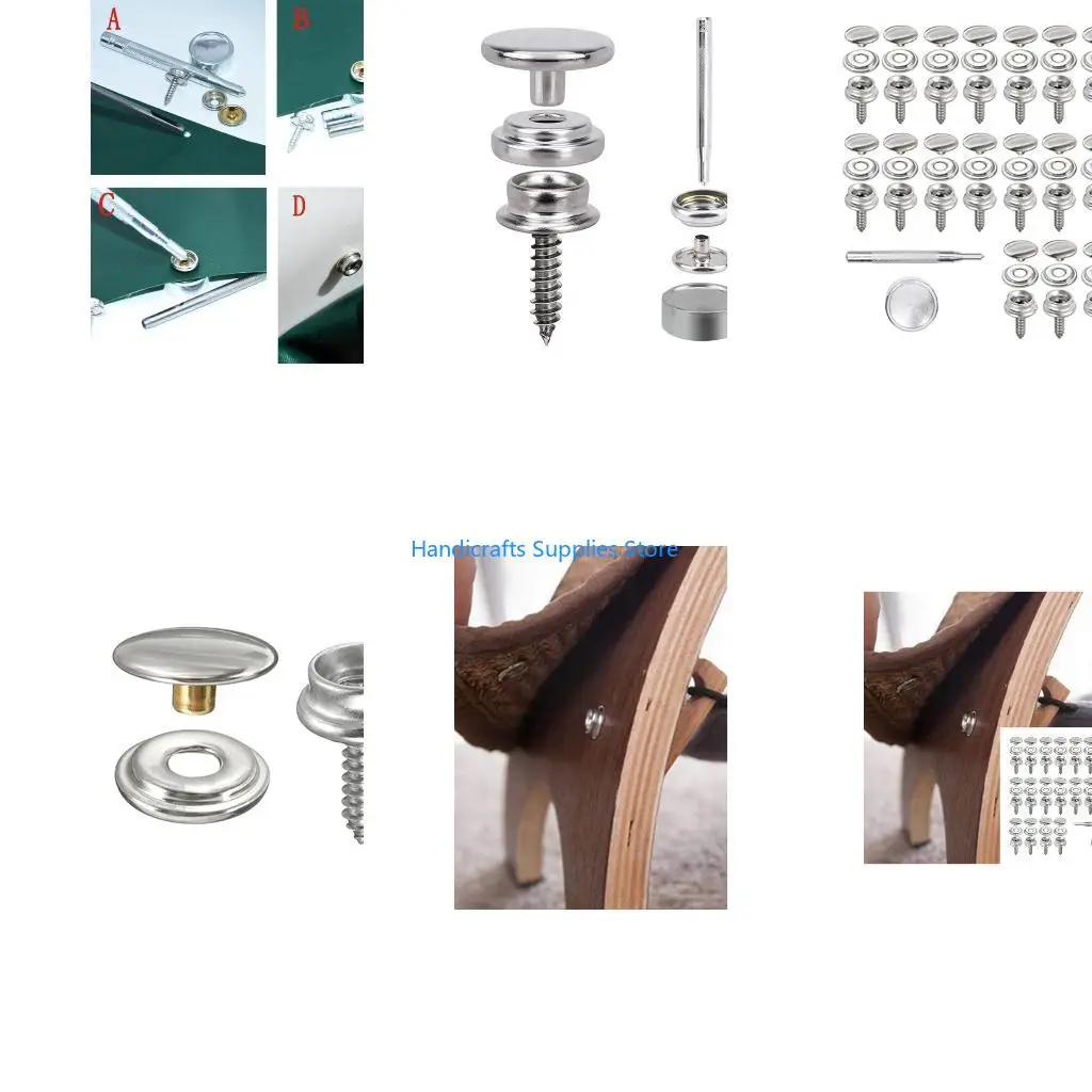 R1WA Pack Of 20 Nonrust Steel Buttons With 15Mm Screws For Marine Canvas Repair