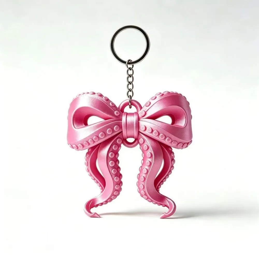 Korean Style Octopus Tentacle Bow Colorful Tentacle Style 3D Printed Bow Shape Unique Phone Hanging Chain for Fun Accessory