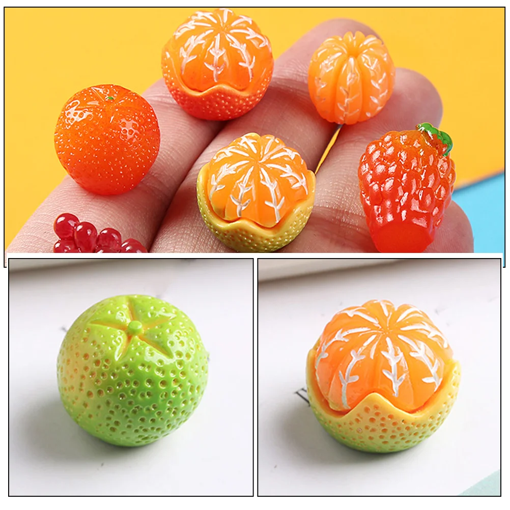 Jouet de fruits artificiels, 16 pièces, faux Fruits, accessoire de décoration, breloques, Mini ornements en résine, fenêtre de magasin Miniature