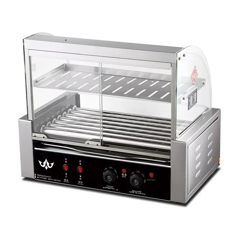 Commercial Fully Automatic Rotisserie Sausage Grill & Hot Dog Maker Compact Home-Use Machine with Double-Layer Rack