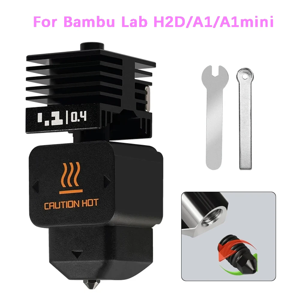 Hotend لـ Bambu Lab P2S H2C/H2D/H2S فوهة قابلة للاستبدال نهاية ساخنة فوهة فولاذية صلبة 0.2/0.4/0.6/0.8 مللي متر لخيزران A1/A1mini #1