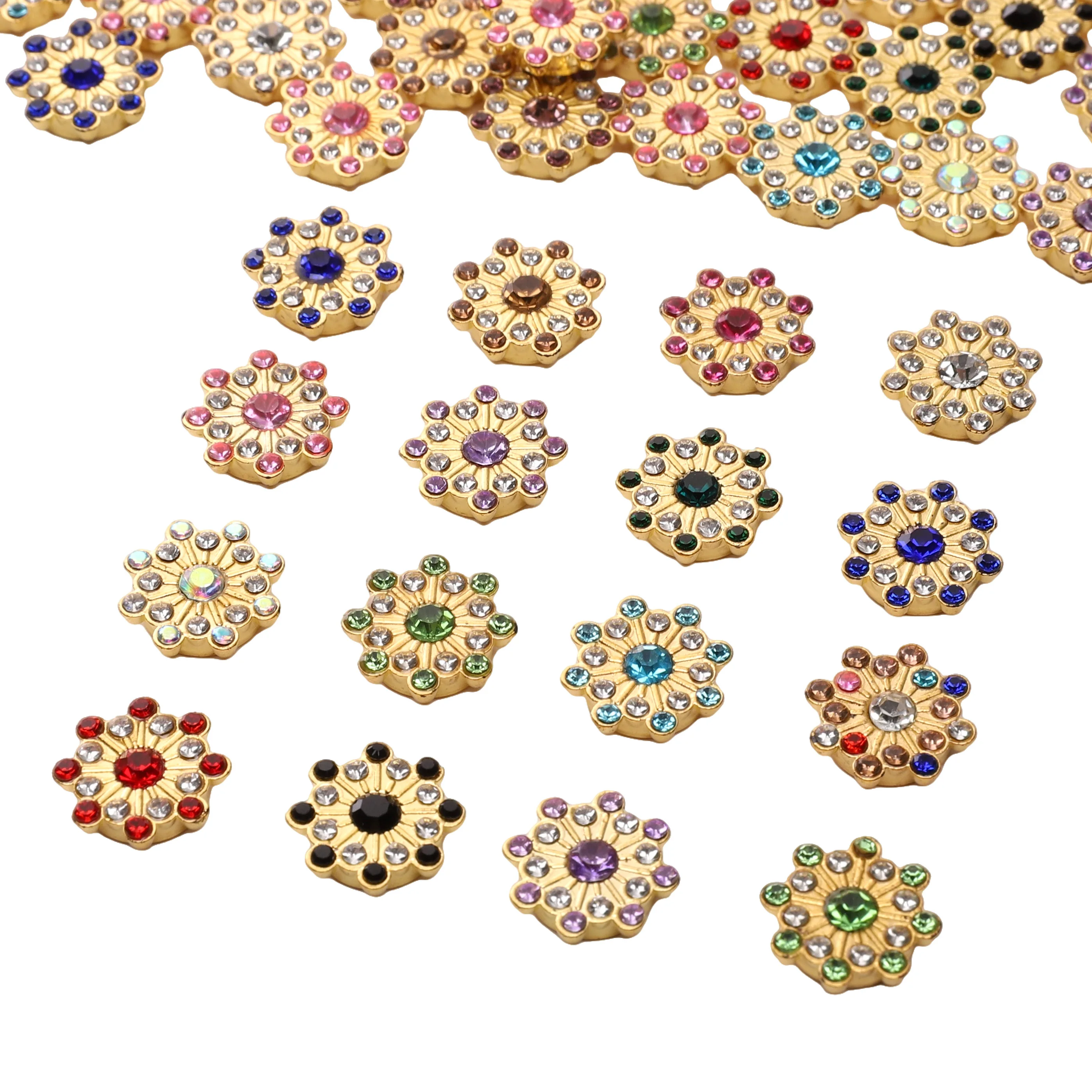 

10pcs 14mm Plastic Circular Snowflake Diamond-Shaped Button for Hand-Stitched Round Face Plate Drill Buckle Handmade Accessories