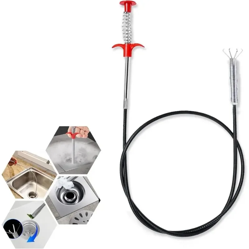 Image of 200/160/90/60cm Flexibler Starker Abflussreiniger Feder-Haarentferner für Küchenspüle Badezimmer Badewanne Abflüsse
