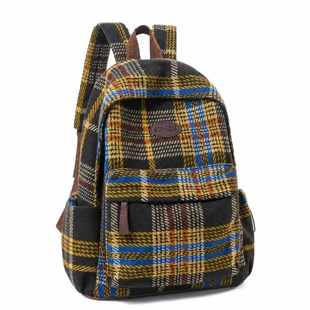 Creative Vintage Plaid Backpack Large Capacity Casual Daily School Backpack Versatile Laptop Daypack for Women Men