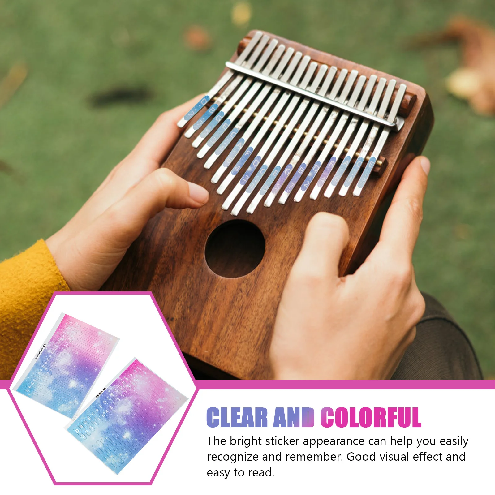 

2 Pcs Kalinbayin Name Sticker Introductory Kalimba Piano Note Stickers Thumb Applique Keyboard Finger Pvc Decal