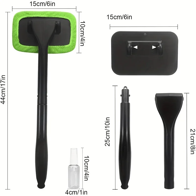 Car Cleaning Window Tool, Microfiber Window Cleaning Tool Washable And Reusable Cloth Pad Head, Extendable Handle