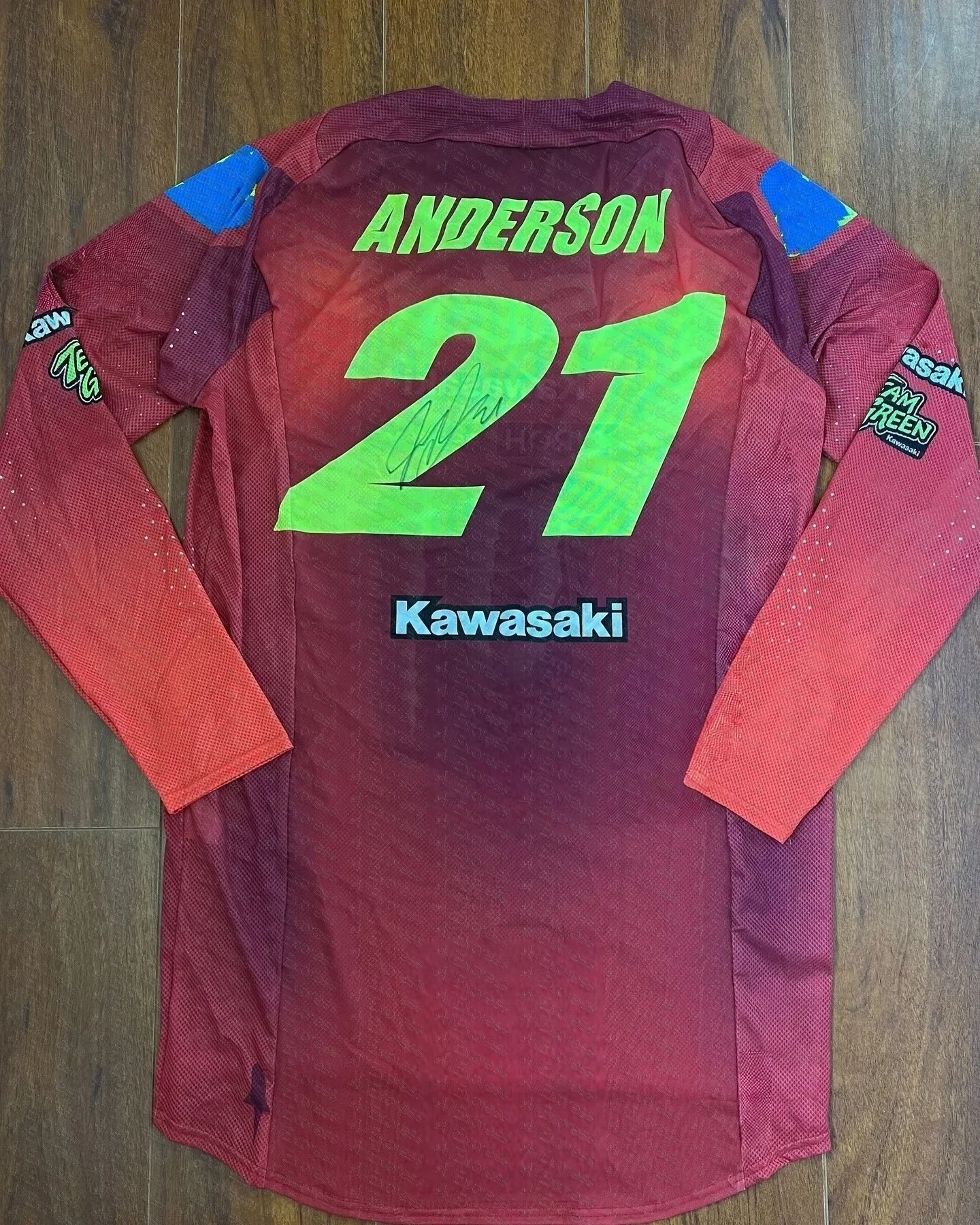 

Гоночная команда Kawasaki # Футболка с длинным рукавом 21 ANDERSON для мужчин и женщин, весенне-осенняя спортивная футболка, одежда, топы