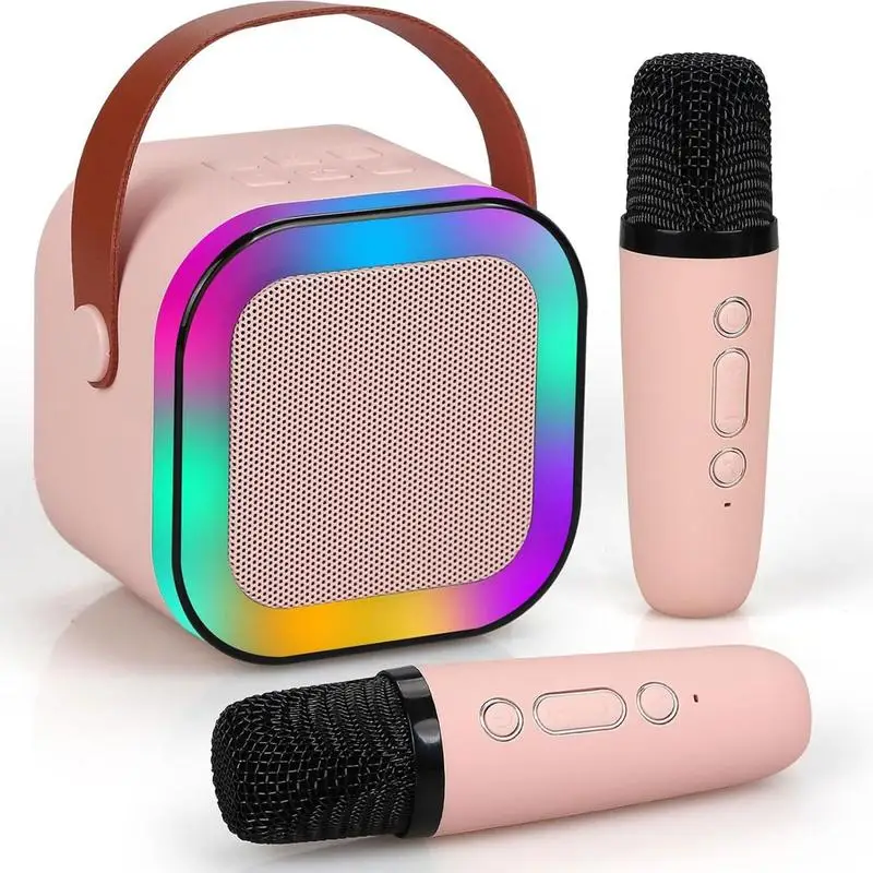 Portable Wireless Karaoke Speaker with Microphone,KTV Speaker Subwoofer with RGB Colorful LED Lights