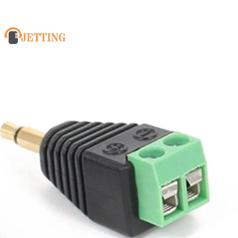 

3.5mm Mono Male to AV Screw Terminal Adapter: Mono Jack & Stereo Male Plug, Audio Mono Channel Connector Plug to Screw Terminal