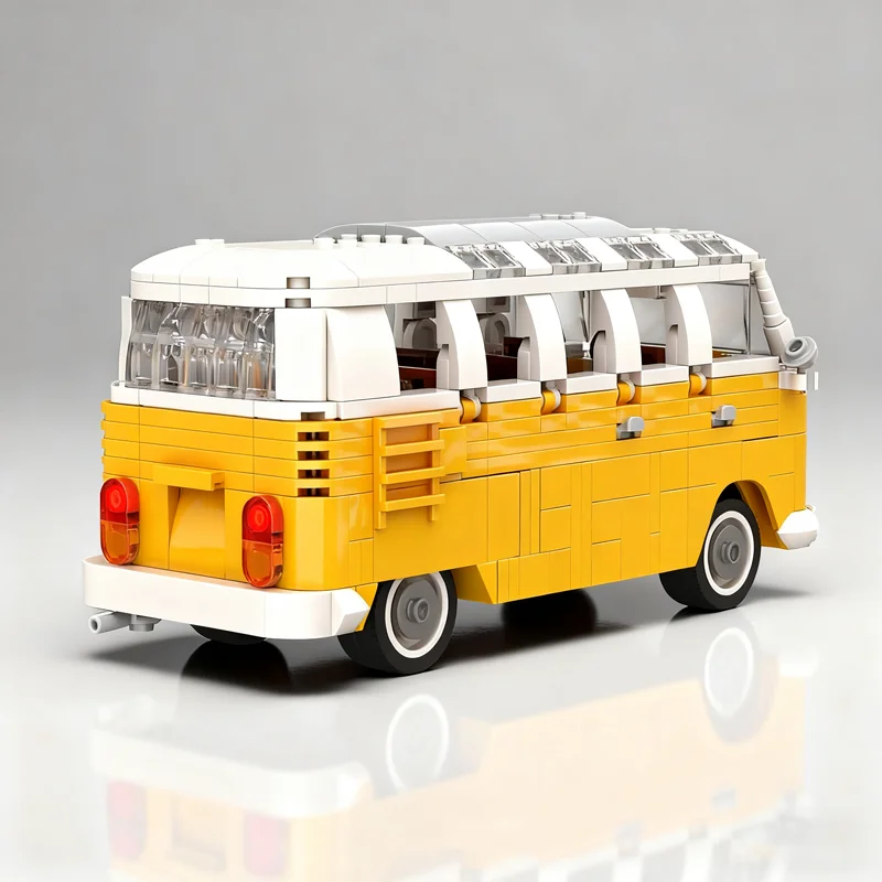 561 stücke MOC Volkswagen Transporter Samba Stadt Modell Bausteine Architektur Weihnachten Geschenke DIY Spielzeug Idee Bildung Ziegel
