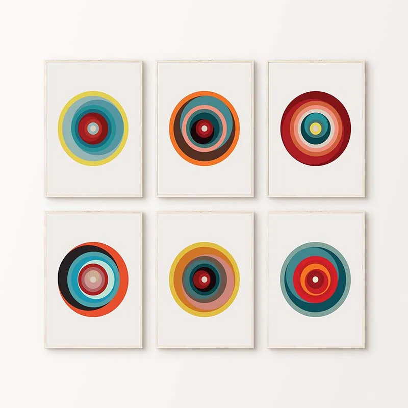Abstract Geometric Circle Prints Colorful Canvas Paintins Posters Modern Wall Art Pictures for Home Living Room Decor No Frame