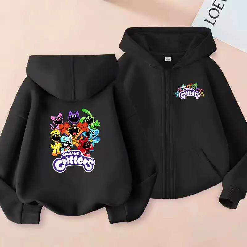 

Children's Sweatshirt SMILING CRITTERS Print Zipper Style Long Sleeve Cardigan Girls Boy Hoodie Top 3-12Yrs Coat Leisure Clothes