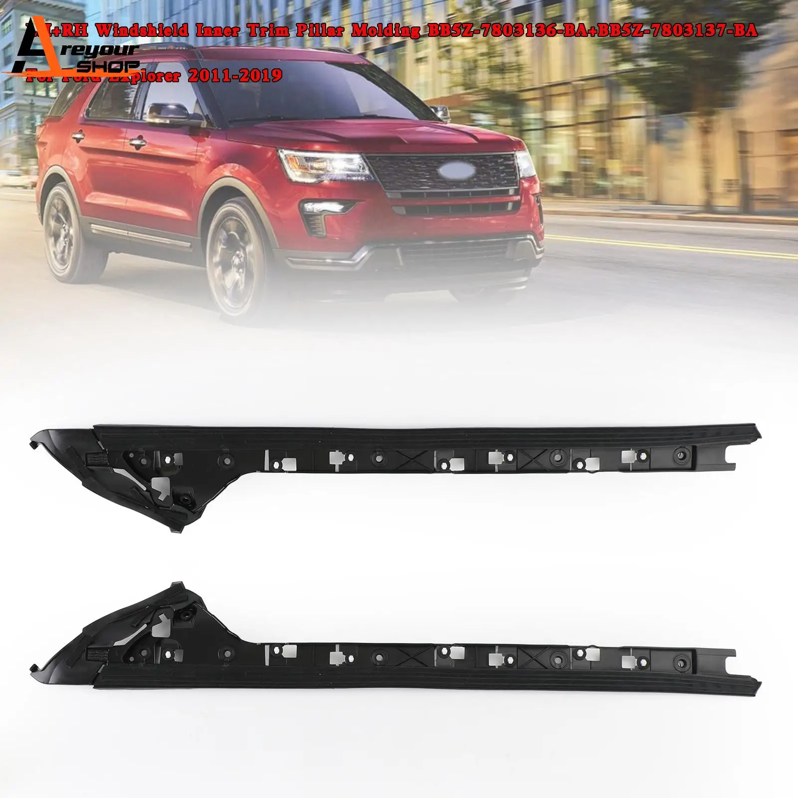 Areyourshop LH+RH Windshield Inner Trim Pillar Molding for Ford Explorer 2011-2019 Accessories