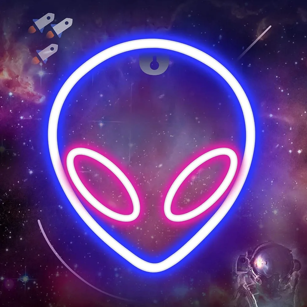 Decorative Alien Neon Sign Alien Head USB or Battery Powered LED Neon Light Neon Decorative Sign Wedding