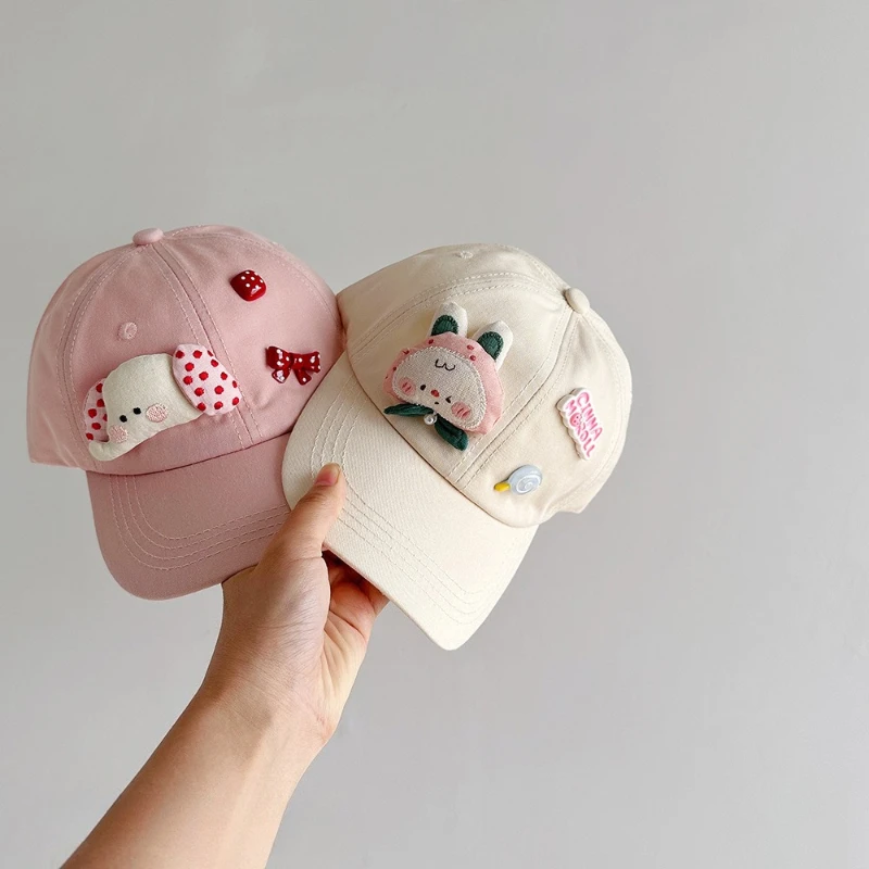 الربيع/الخريف نمط الاطفال الكرتون قبعة بيسبول للفتيات ثلاثية الأبعاد شخصية منقار البط قبعة للأطفال قبعة الحماية من الشمس لجميع الفصول #2
