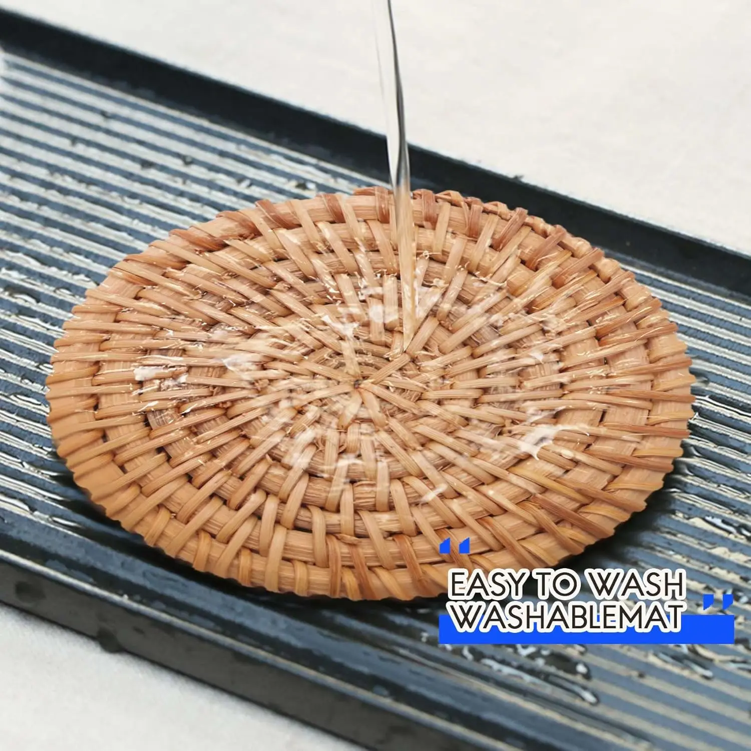 6pcs/lot Drink Coasters Set for Kungfu Tea Accessories Round Tableware Placemat Dish mat Rattan Weave Cup mat pad 8cm