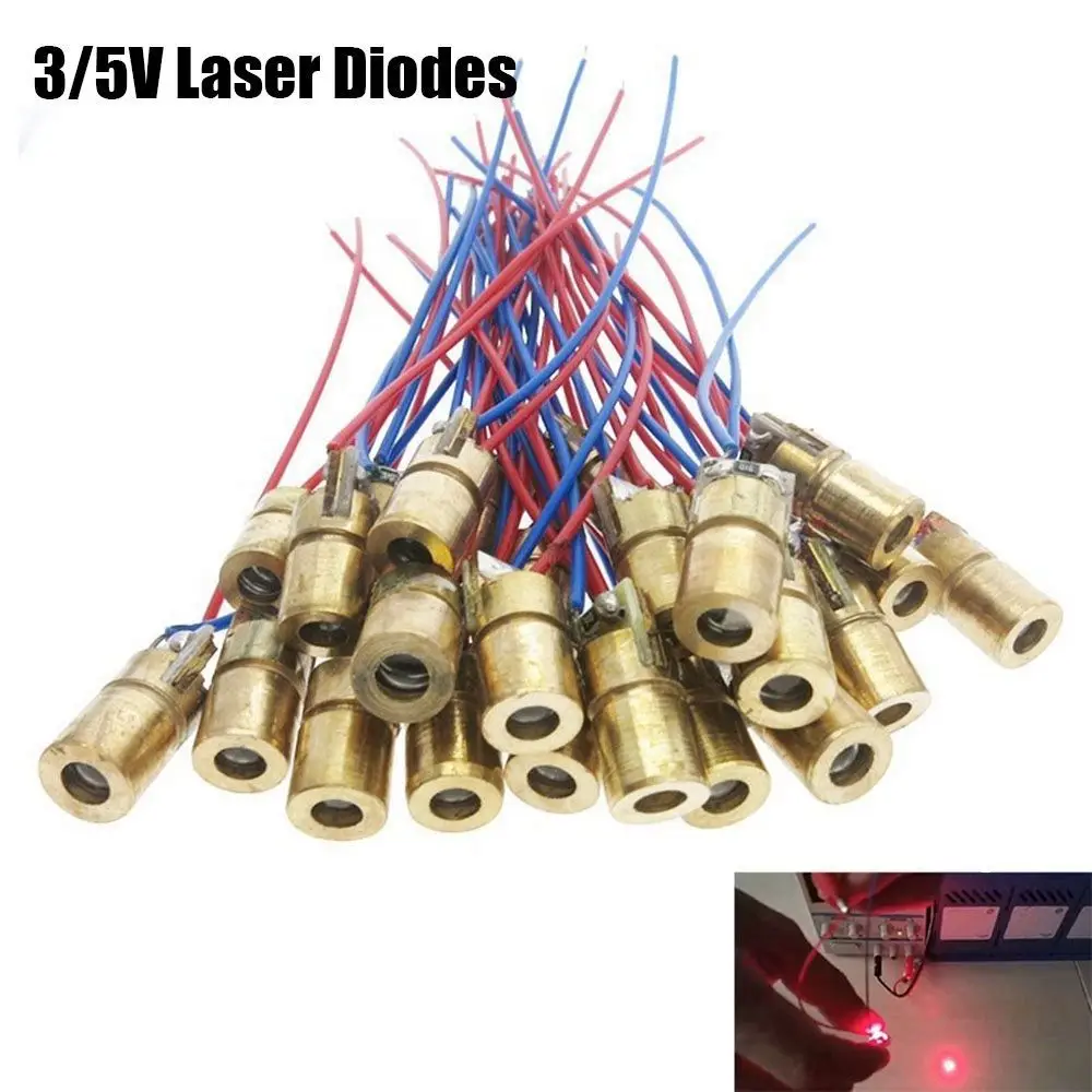 5 sztuk regulowany wskaźnik Mini Laser diodowy czerwona kropka laserowy Diod 6mm 3V/5V 5mW moduł 650nm wskaźnik miedziana głowica celowniczy