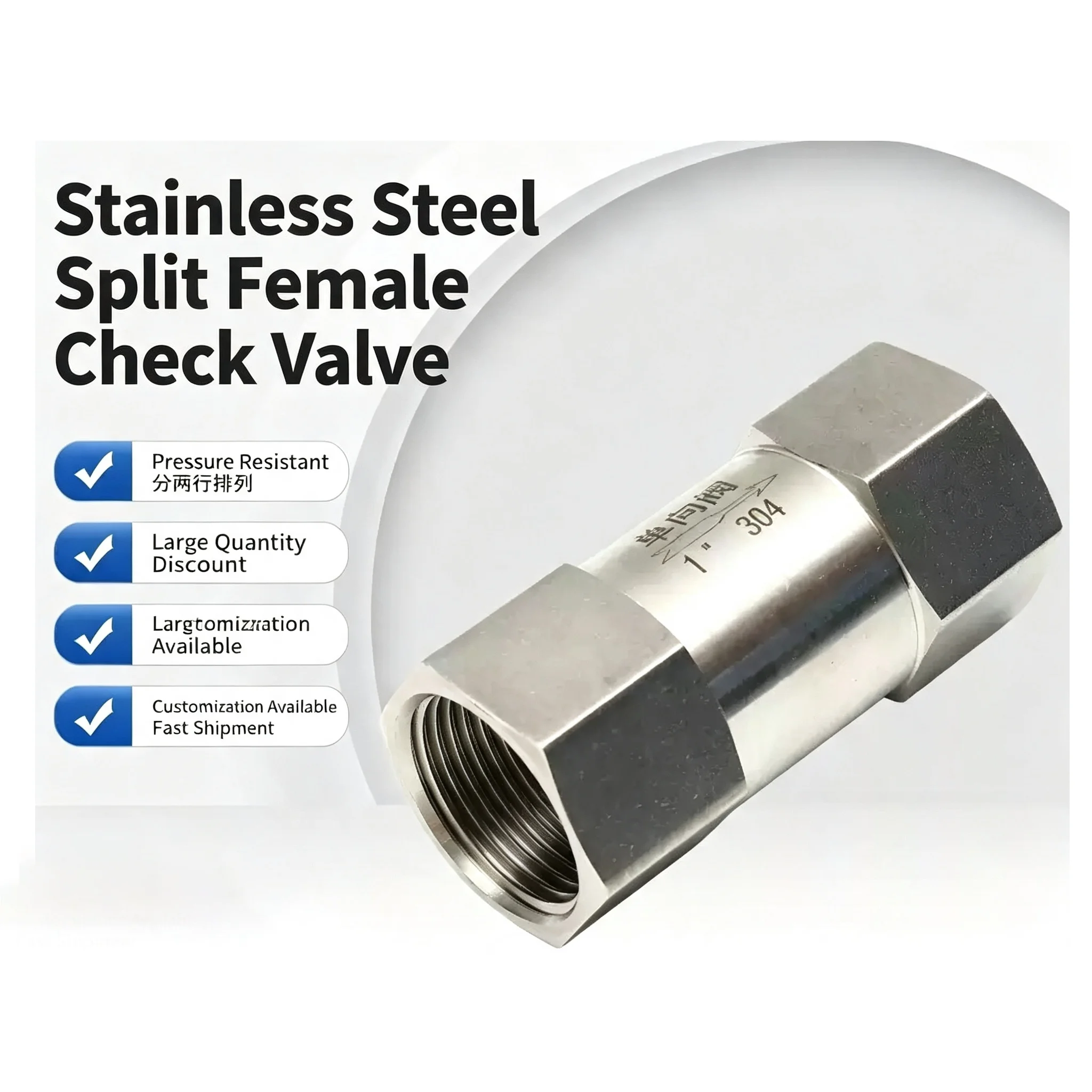 split type internal thread check valve, high temperature boiler liquid gas check valve 304 stainless steel one way valve
