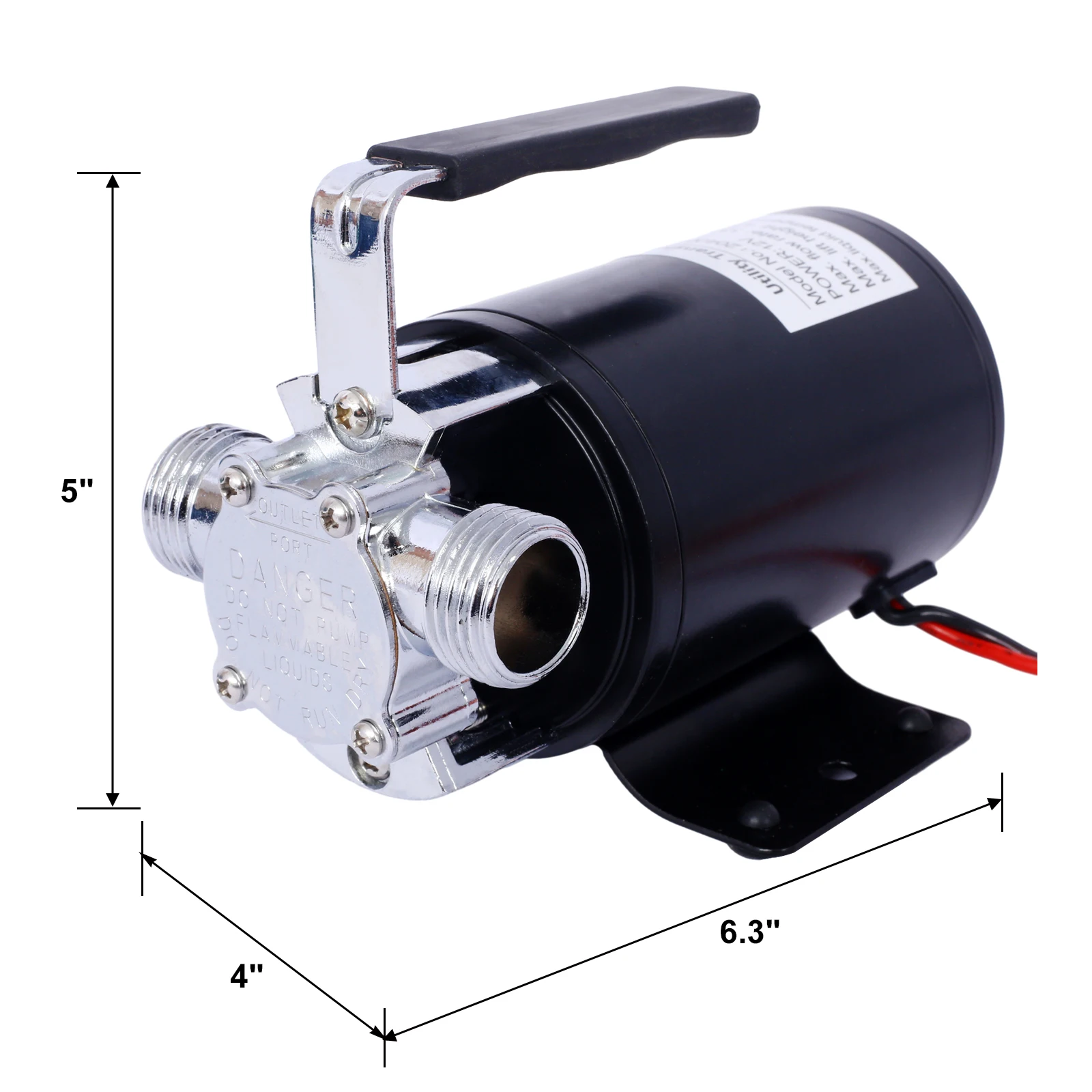 DC 12-Volt 1/10HP 330GPH Battery Powered Mini Portable Electric Utility Sump Transfer Water Pump with Water Hose