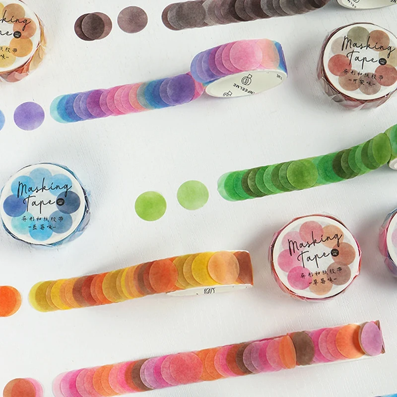 모란디 도트 와시 테이프 스티커, 원형 도트 라벨, DIY 장식 일기 플래너 스크랩북 사진 앱용, 6 롤