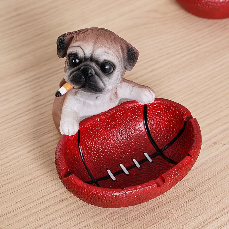 Creative Basketball Puppy Ashtray Desk Decoration Smoking Accessories Smoking Dog Portable Windproof Ashtray Gift for Boyfriend