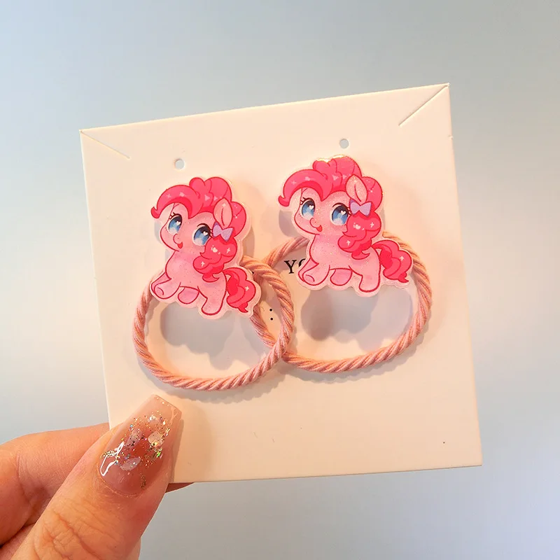 

2Pcs Kawaii My Little Pony Hair Circles Pinkie Pie Fluttershy Cartoon Anime Dolls Rubber Bands Hair Accessories Gifts Kids Toy