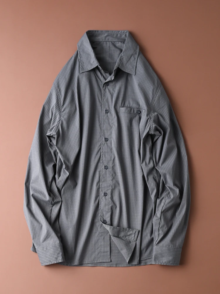 

Легкая быстросохнущая ткань, 3D-крой, мужская повседневная рубашка-куртка в клетку, стандартный крой, длинный рукав, на пуговицах, городской стиль, функциональная.