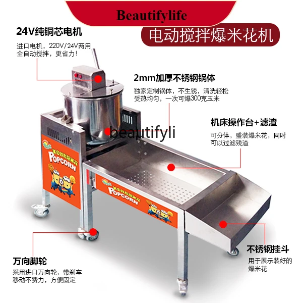 

E132 Американская сферическая машина для попкорна, газовый коммерческий киоск, автоматическая электрическая ручная машина для попкорна